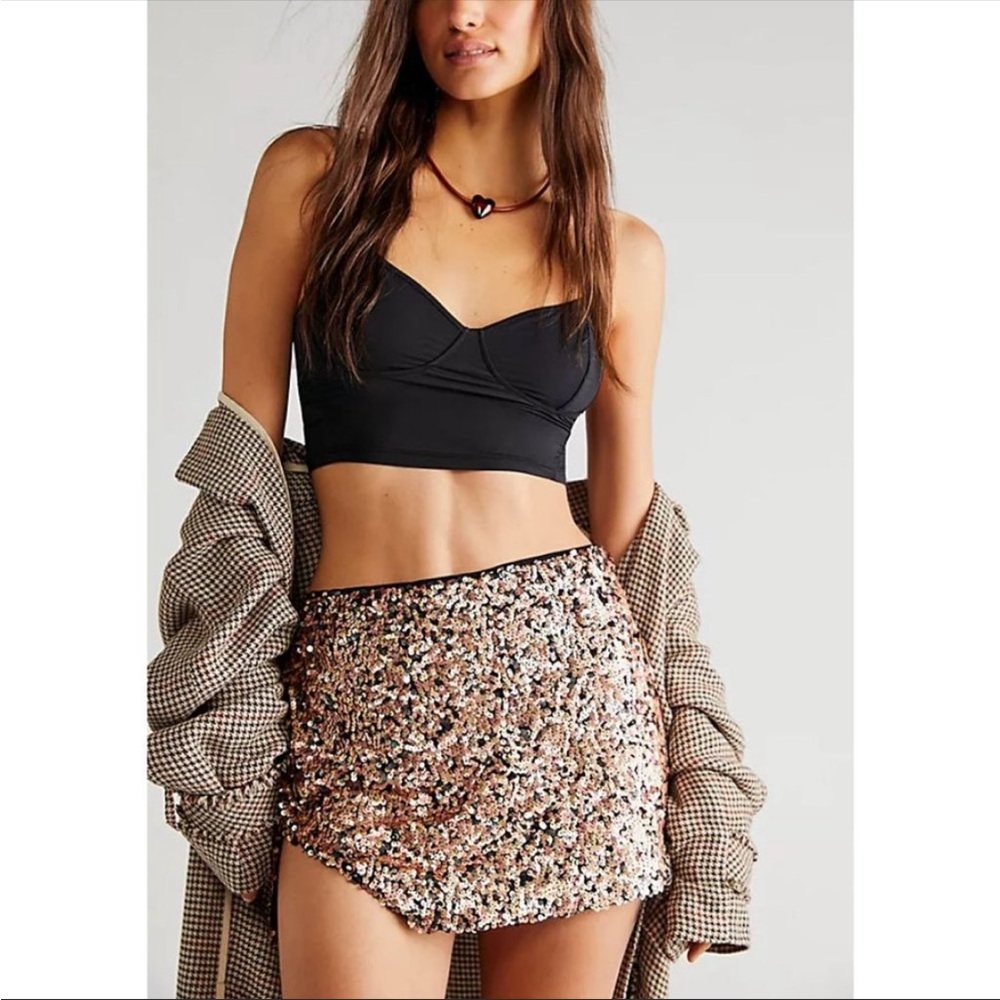 NWT Free People Annalise Sequin Mini Skirt / Multi Combo